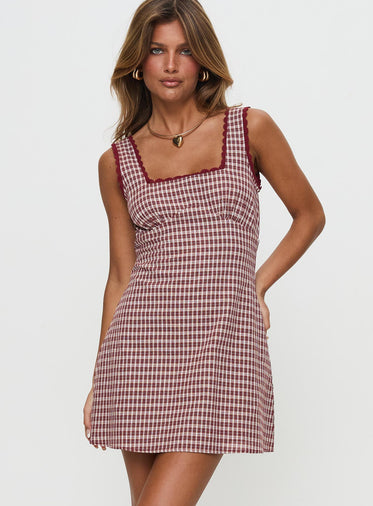 Dasha Mini Dress Red Check Tall