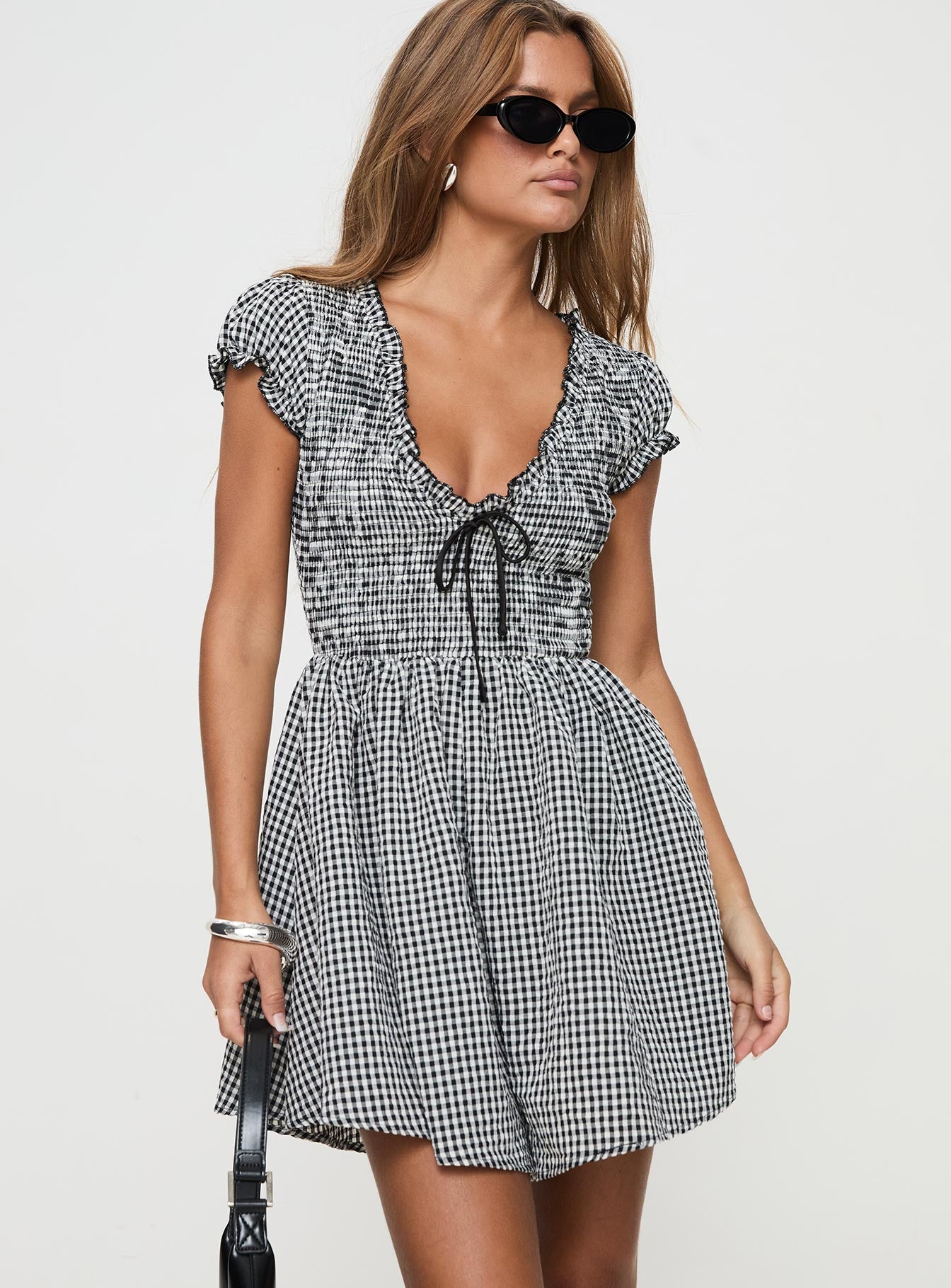 Wescott gingham playsuit black / white