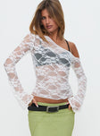 How Ironic One Shoulder Lace Top Cream