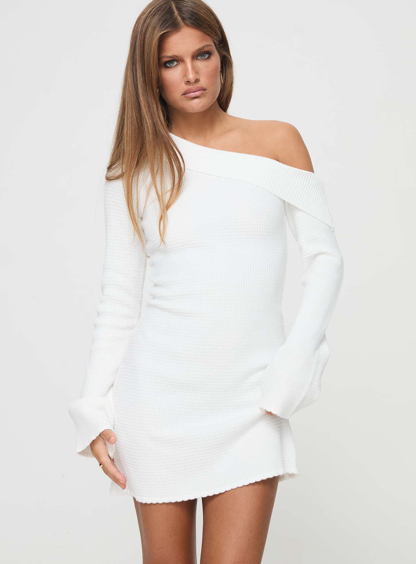 Holveck off the shoulder mini dress white