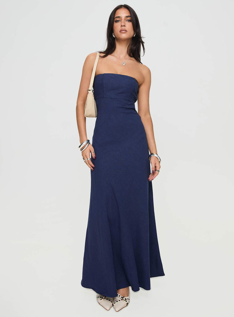 product Princess Polly Straight Neck  Yahir Strapless Maxi Dress Navy Petite