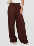 Linen pants Relaxed fit, linen material, elasticated waistband, drawstring fastening, twin hip pockets, wide leg Non-stretch, unlined 
