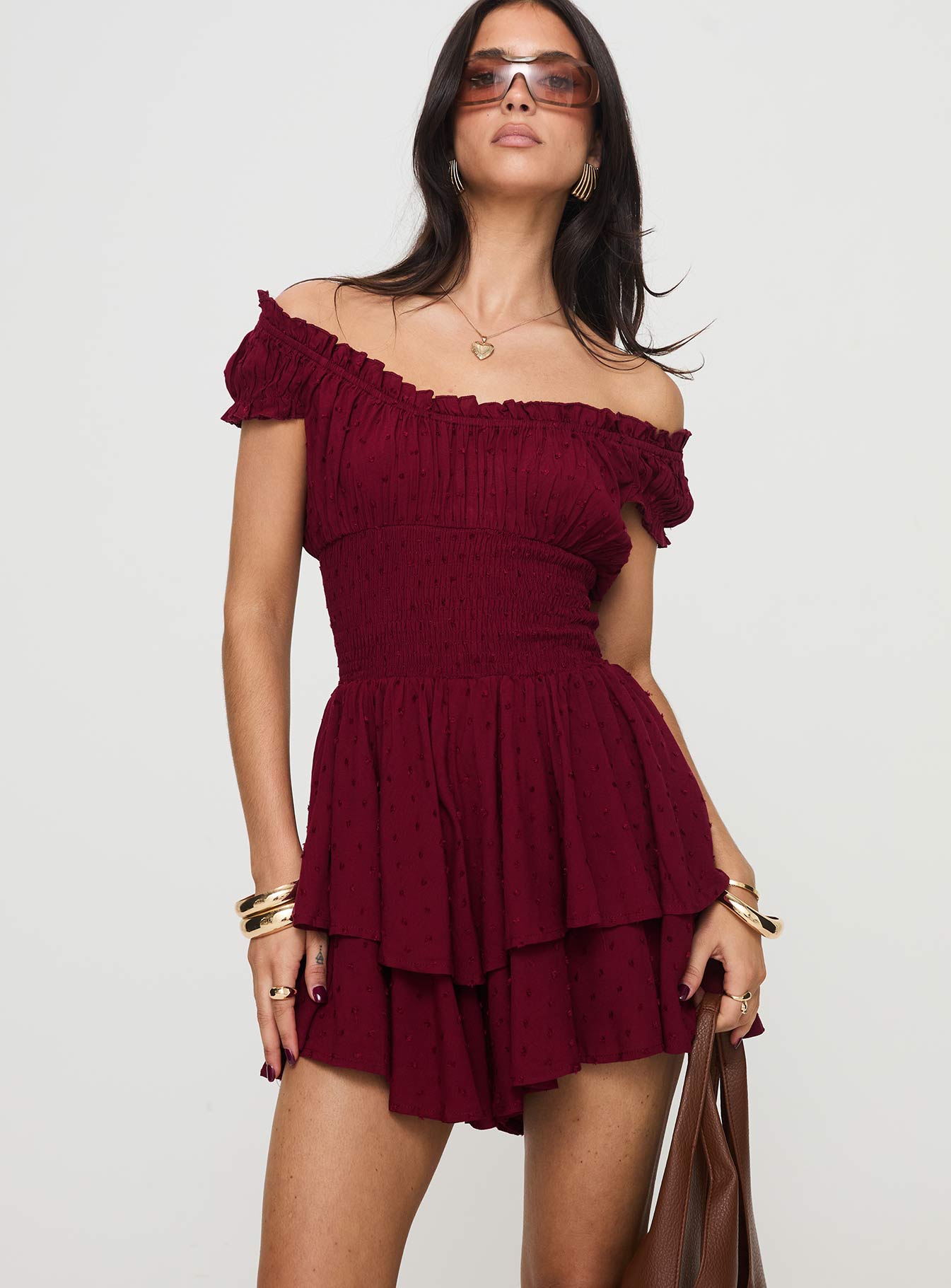 The love galore romper deep cherry