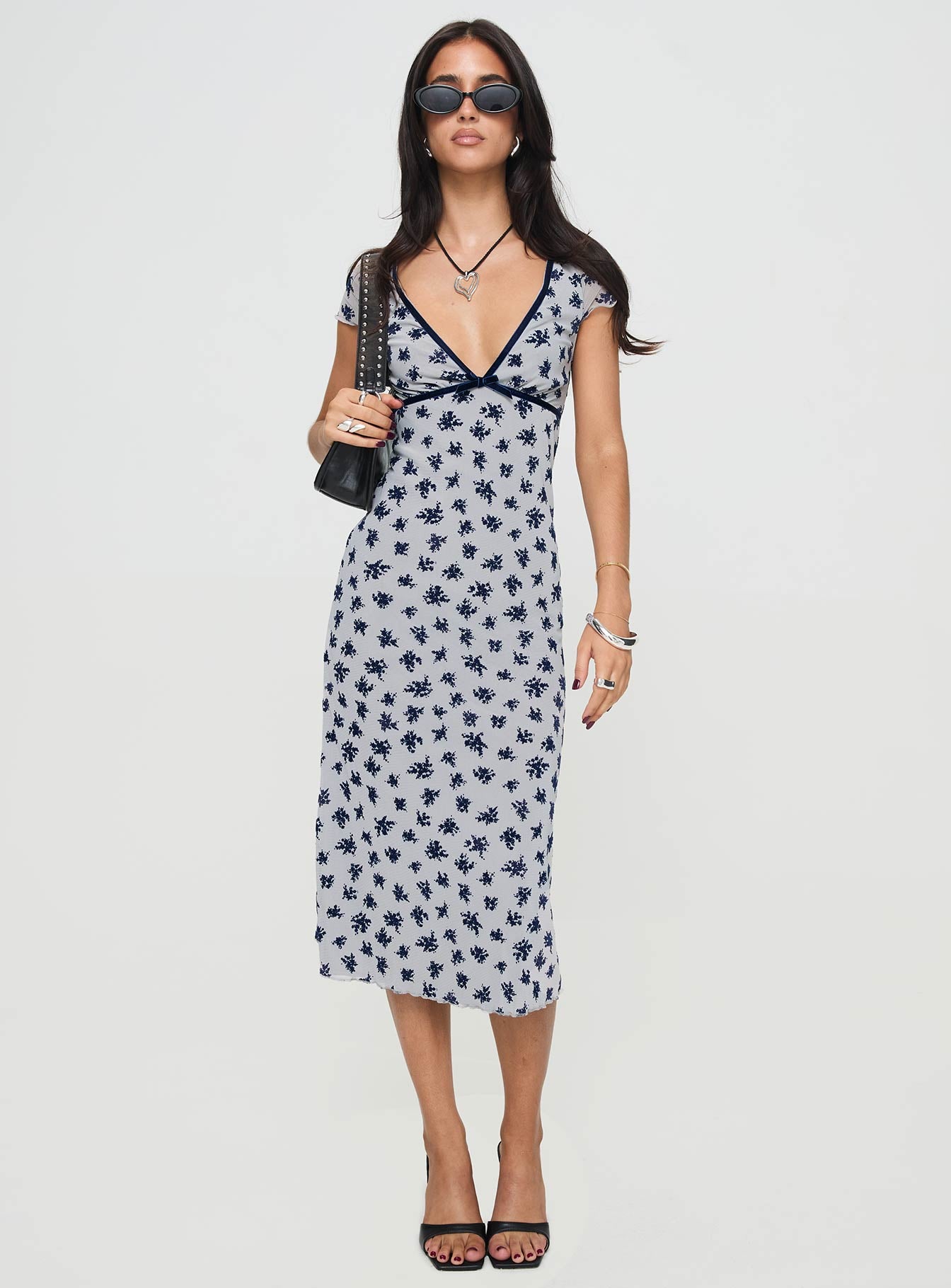 Vilinia midi dress floral cluster grey