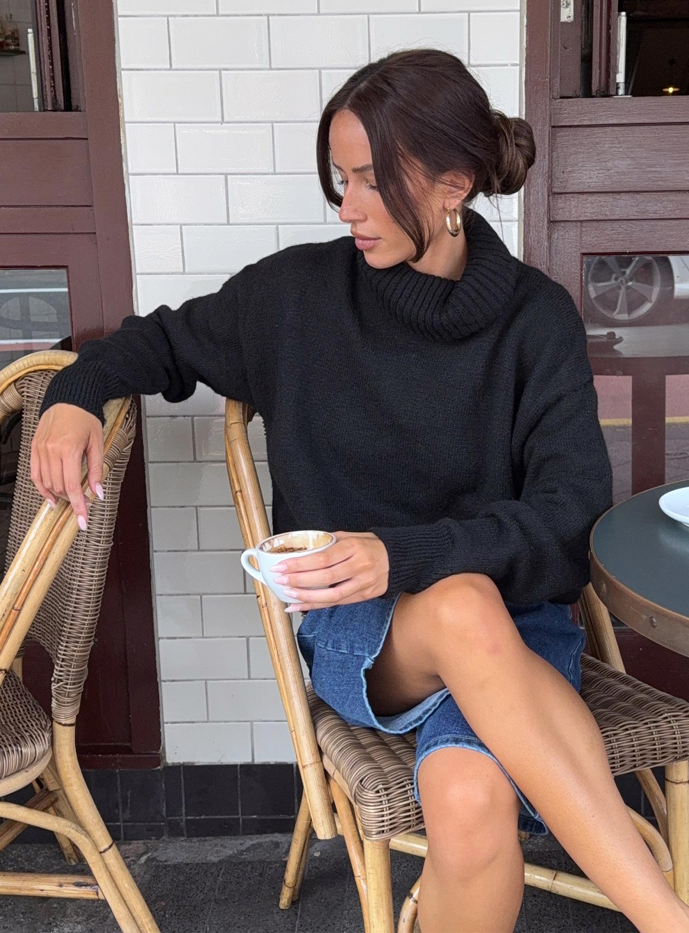 Oswin Turtleneck Sweater Black | Princess Polly
