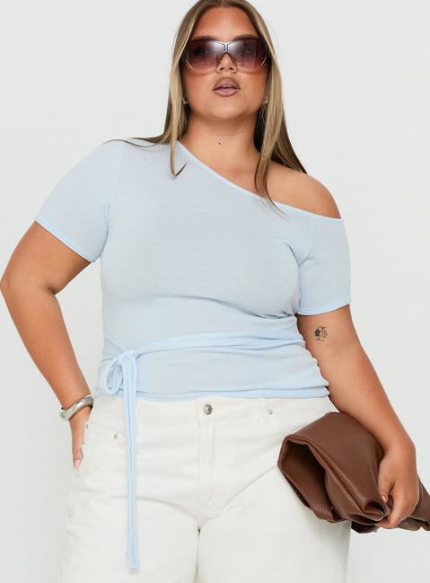 Kastor One Shoulder Short Sleeve Top Pale Blue Curve