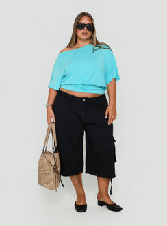 Ashlinn Off Shoulder Drapey Top Turquoise Curve