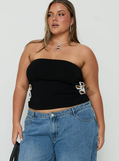 Currents Strapless Cut Out Detail Top Black Curve