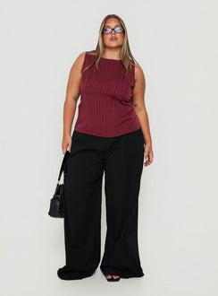Running Wild Top Burgundy Stripe Curve