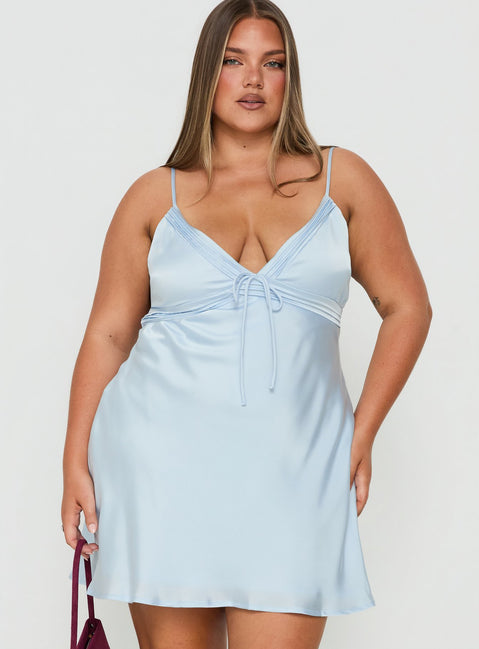 Iseabal V Neck Mini Dress Ice Blue Curve