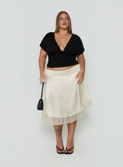 Rosemead Satin Midi Skirt Cream Curve