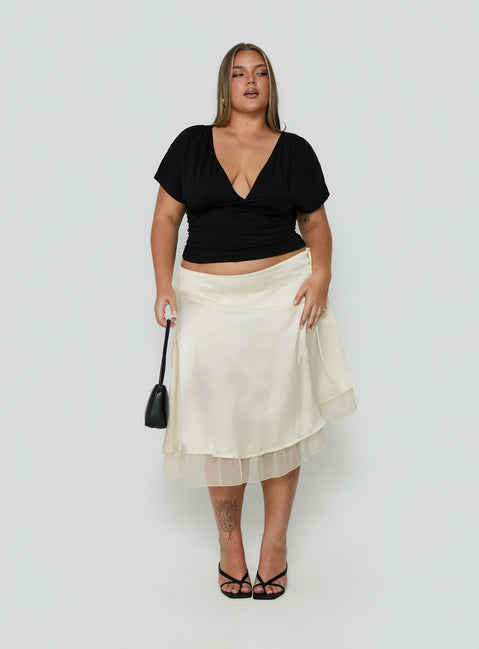 Rosemead Satin Midi Skirt Cream Curve