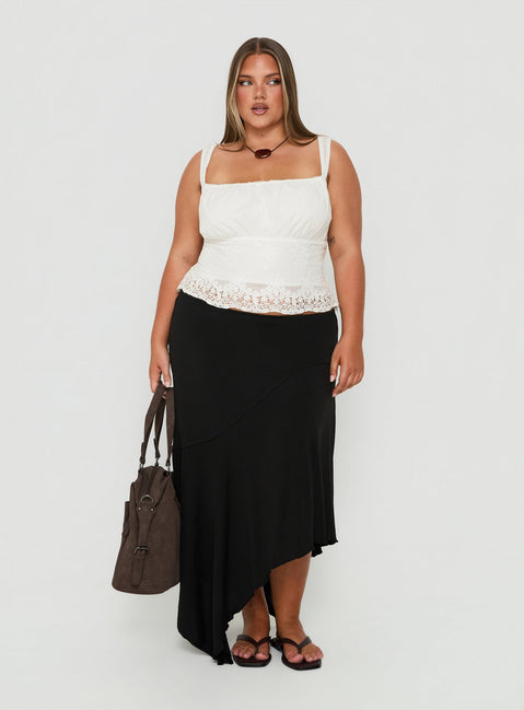 Futura Asymmetrical Midi Skirt Black Curve