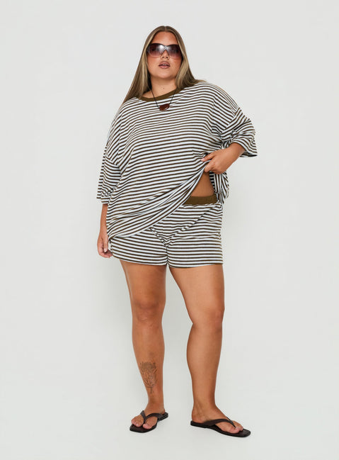 Selvina Terry Towelling Shorts Multi Stripe Curve