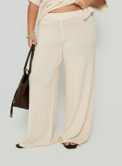 Calisse Knit Wide Leg Pants Beige Curve