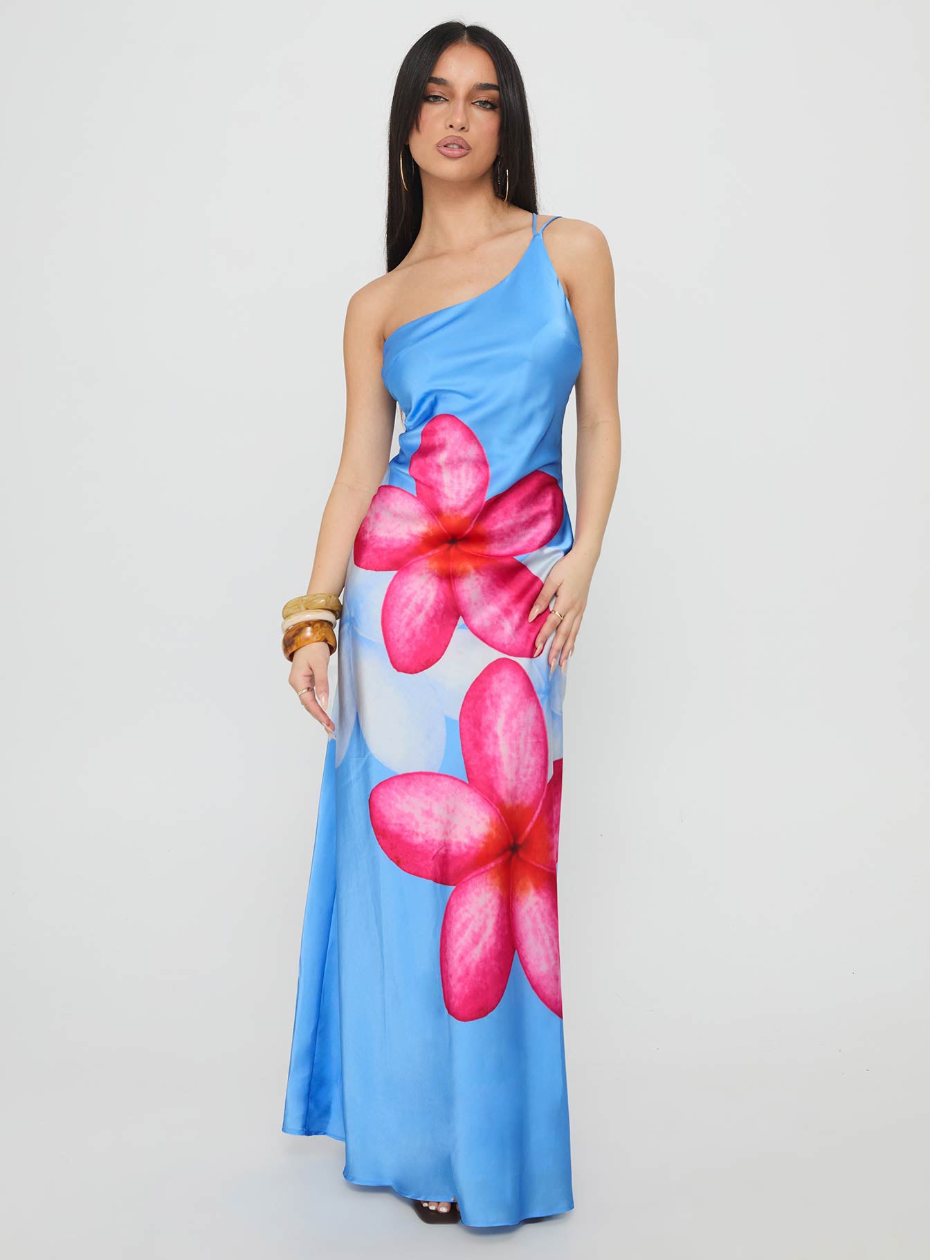 Meilana One Shoulder Maxi Dress | Blue Floral | Womens | Princess Polly Meilana One Shoulder Maxi Dress | Blue Floral | Womens | Princess Polly