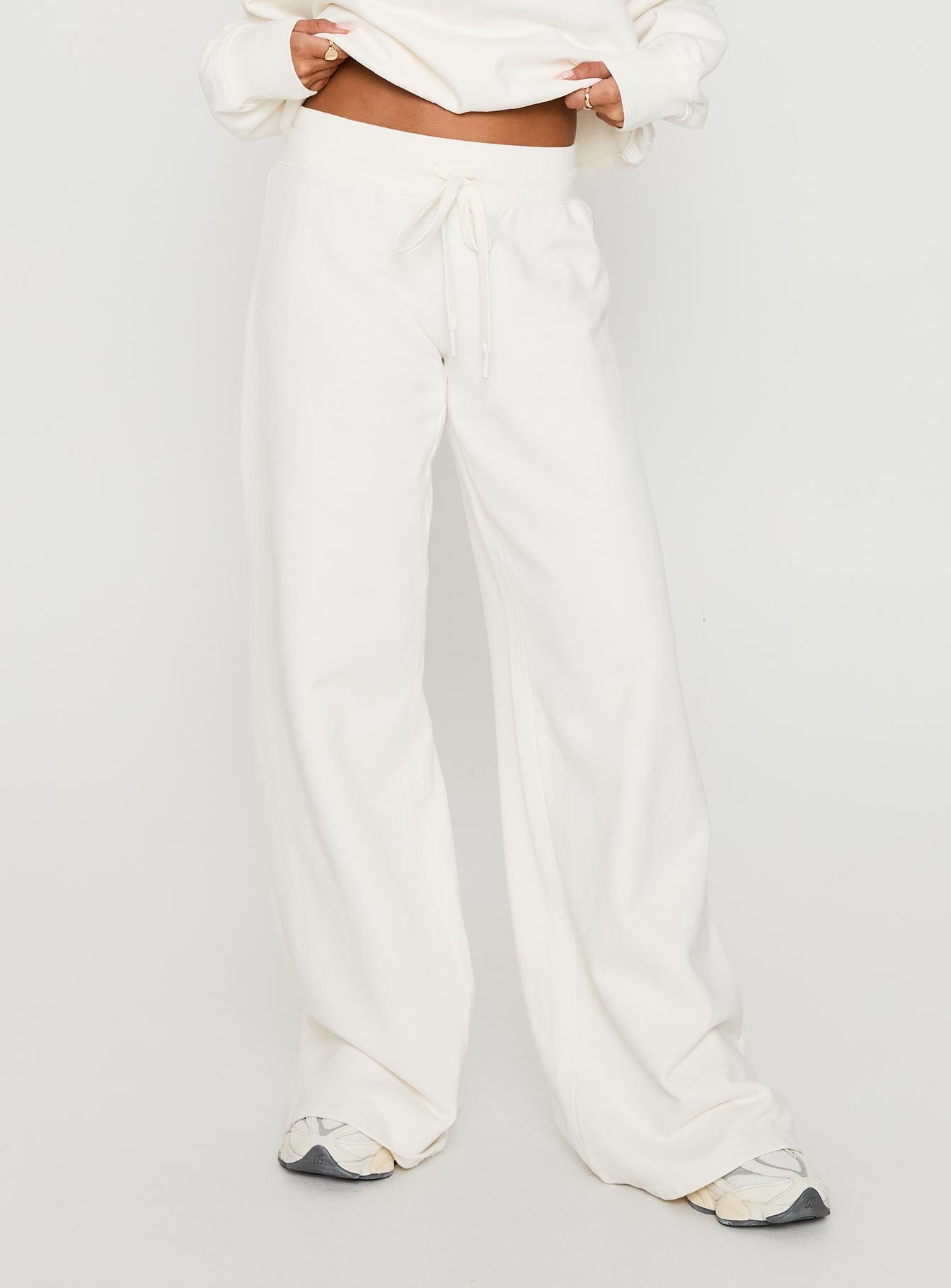 Princess Polly Dodie Wide Leg Pants Washed White