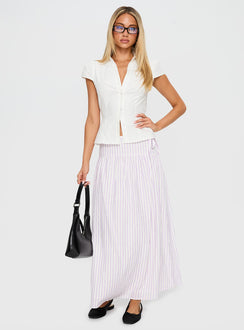   front view of model wearing Princess Polly Antheia Maxi Skirt White Multi Maxi 