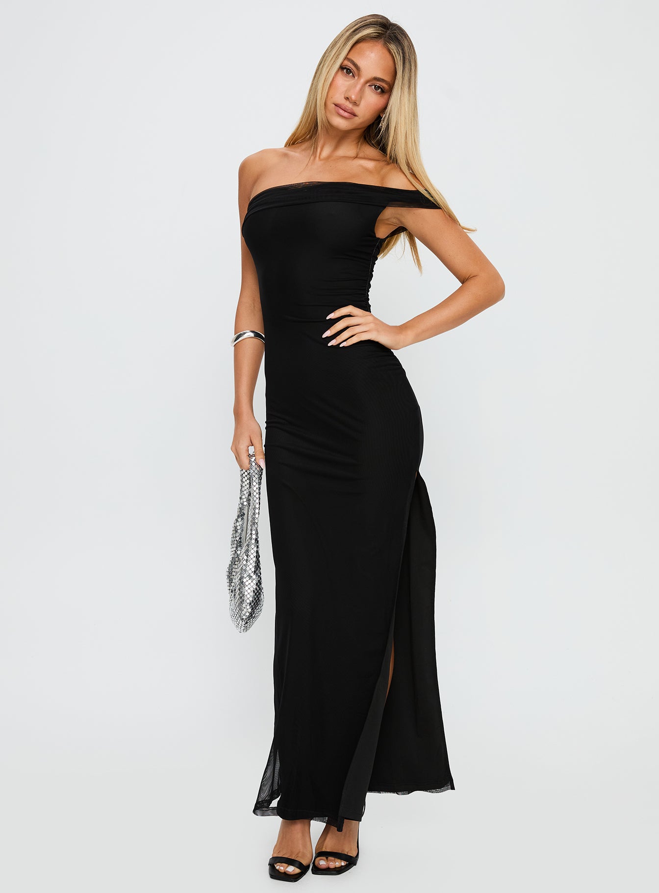 Technique Off The Shoulder Maxi Dress Black | Princess Polly Technique Off The Shoulder Maxi Dress Black | Princess Polly