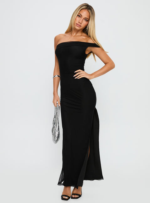 Technique Off The Shoulder Maxi Dress Black | Princess Polly Technique Off The Shoulder Maxi Dress Black | Princess Polly