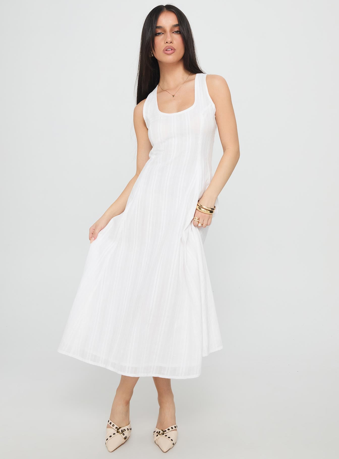 Forever Loved Panelled Midi Dress White | Princess Polly Forever Loved Panelled Midi Dress White | Princess Polly
