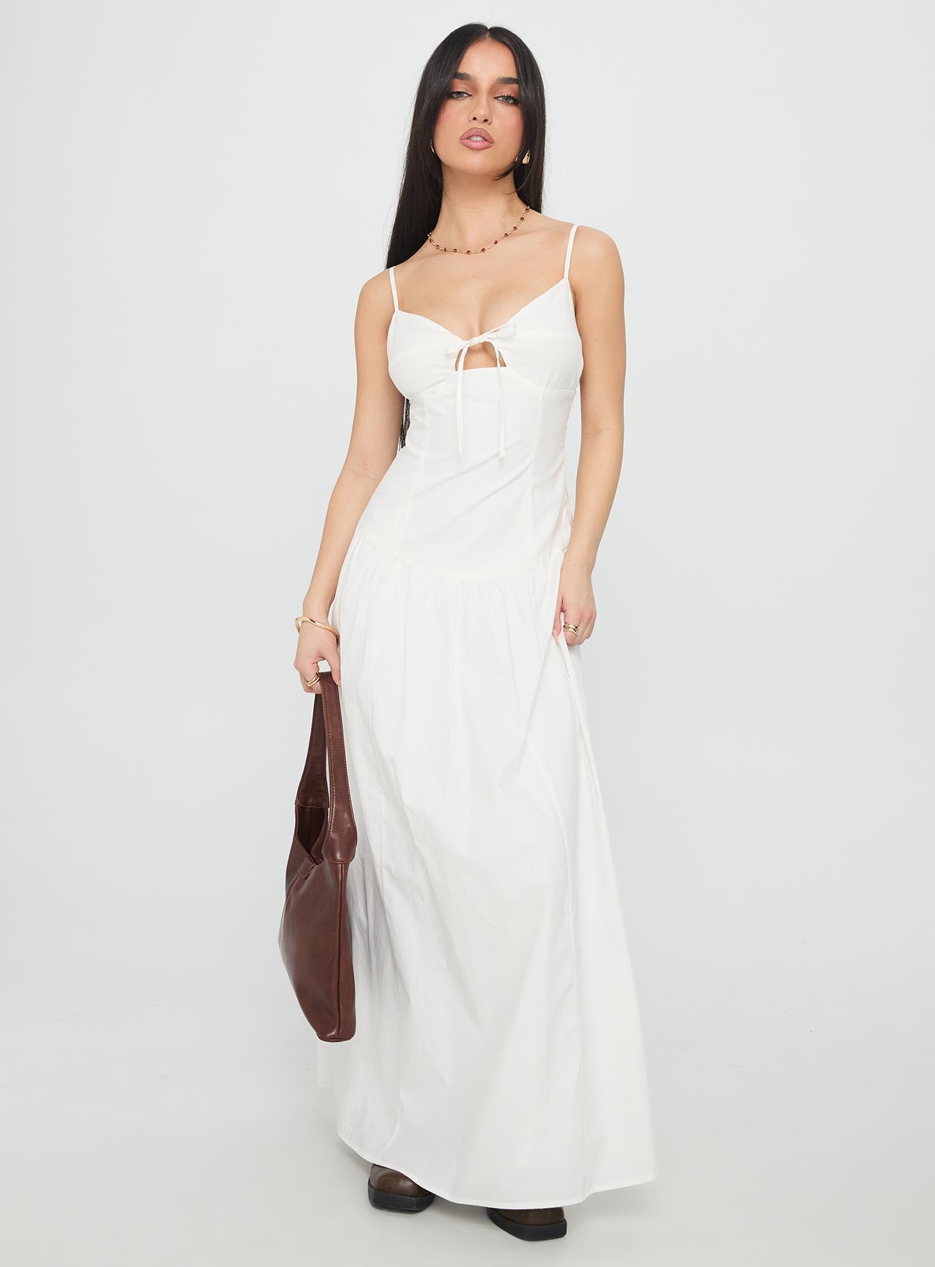 Lady Belle Drop Waist Pleat Maxi Dress White | Princess Polly Lady Belle Drop Waist Pleat Maxi Dress White | Princess Polly