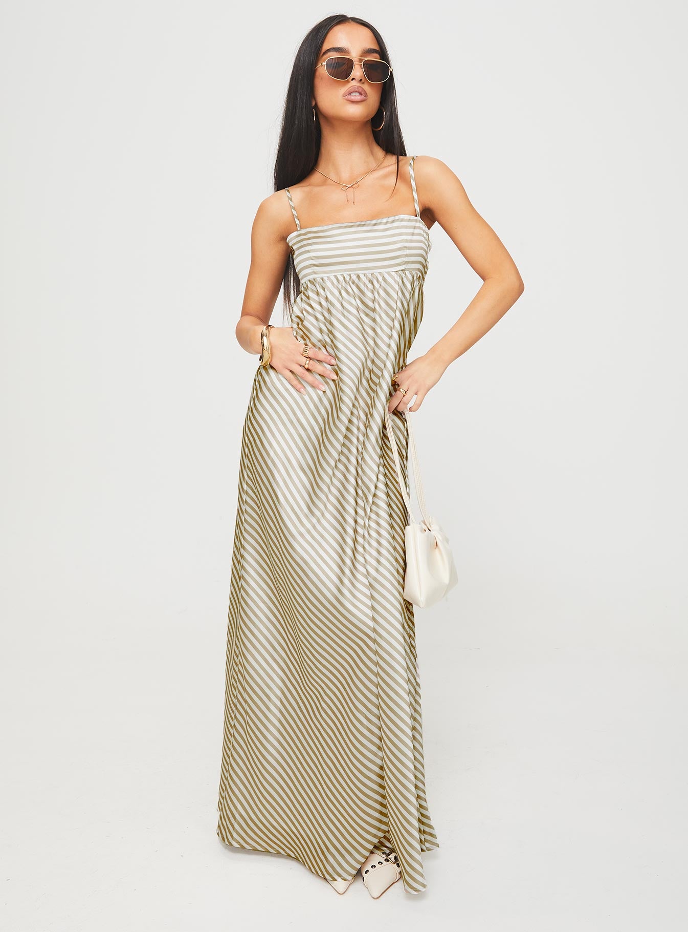 Pansotti maxi dress beige / white stripe