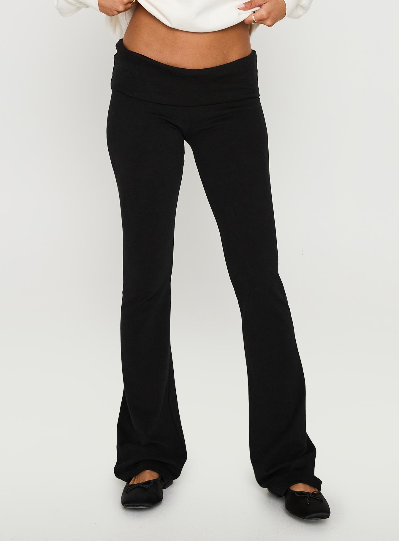 front view of model wearing Princess Polly Movement Yoga Pant Black 