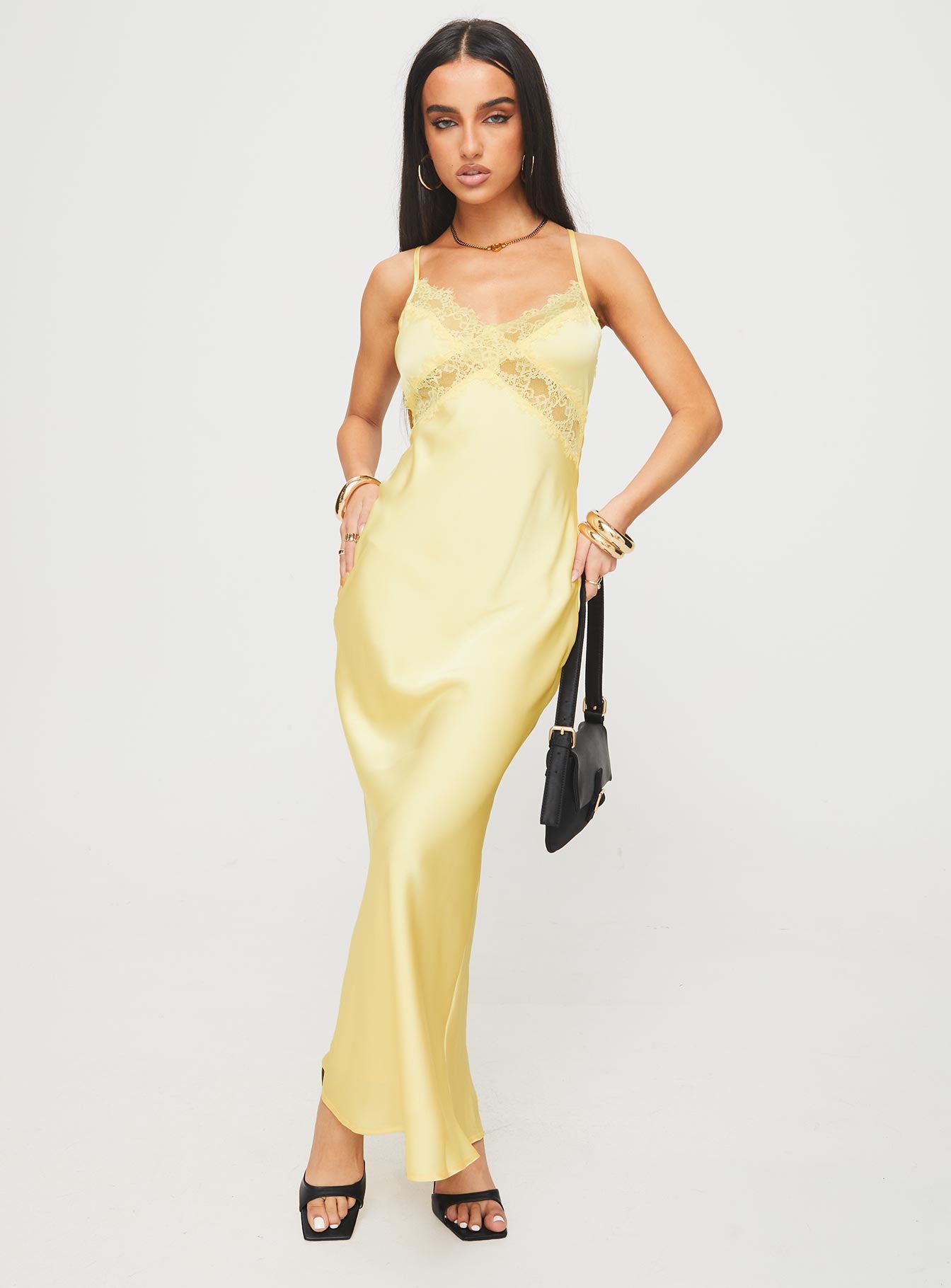 Treasure bias cut maxi dress lemon