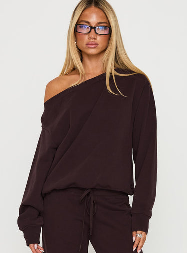 Wellness Off The Shoulder Jumper Brown