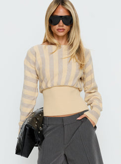 Finlea Cinched Long Sleeve Top Yellow Stripe