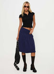 Elaila Pleat Midi Skirt Navy