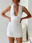 Halter neck mini dress Plunging neckline, low back, invisible zip fastening at back