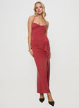 front view of model wearing Princess Polly Destinations Maxi Dress Red Plunger 