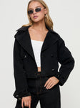 Too Soon Cropped Trench Washed Black