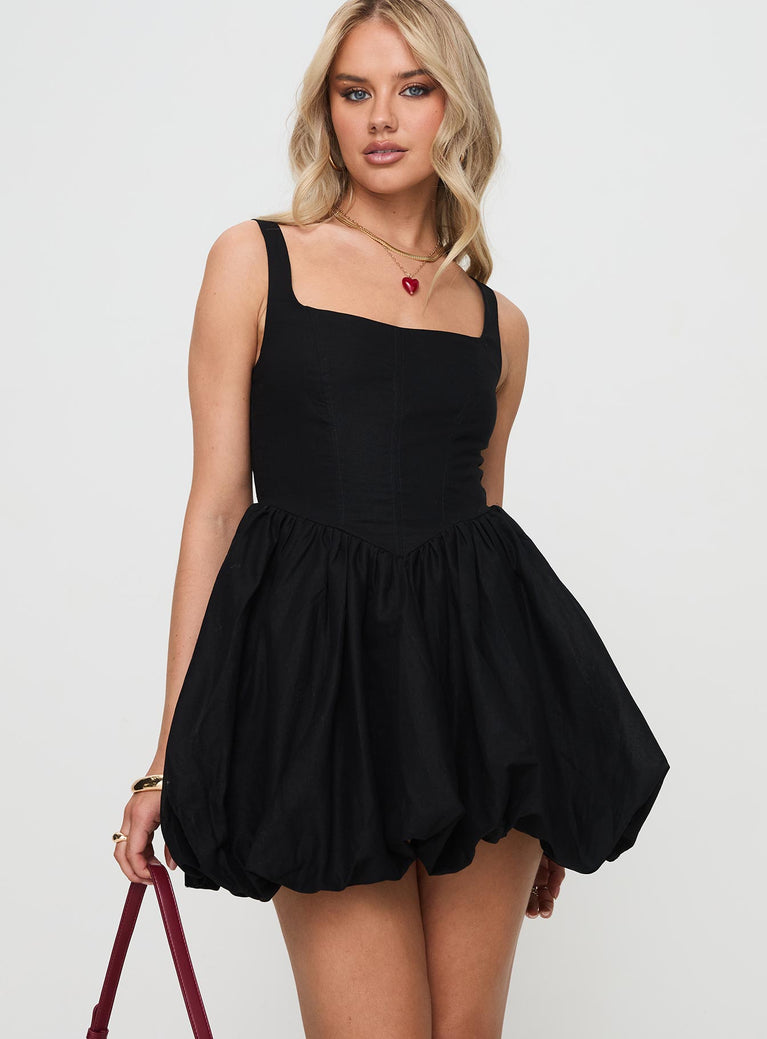 Alcott Bubble Hem Mini Dress Black | Princess Polly USA