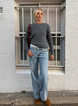 front view of model wearing Princess Polly Serenitia Mid Rise Relaxed Jeans Light Wash Tall Mid Rise 