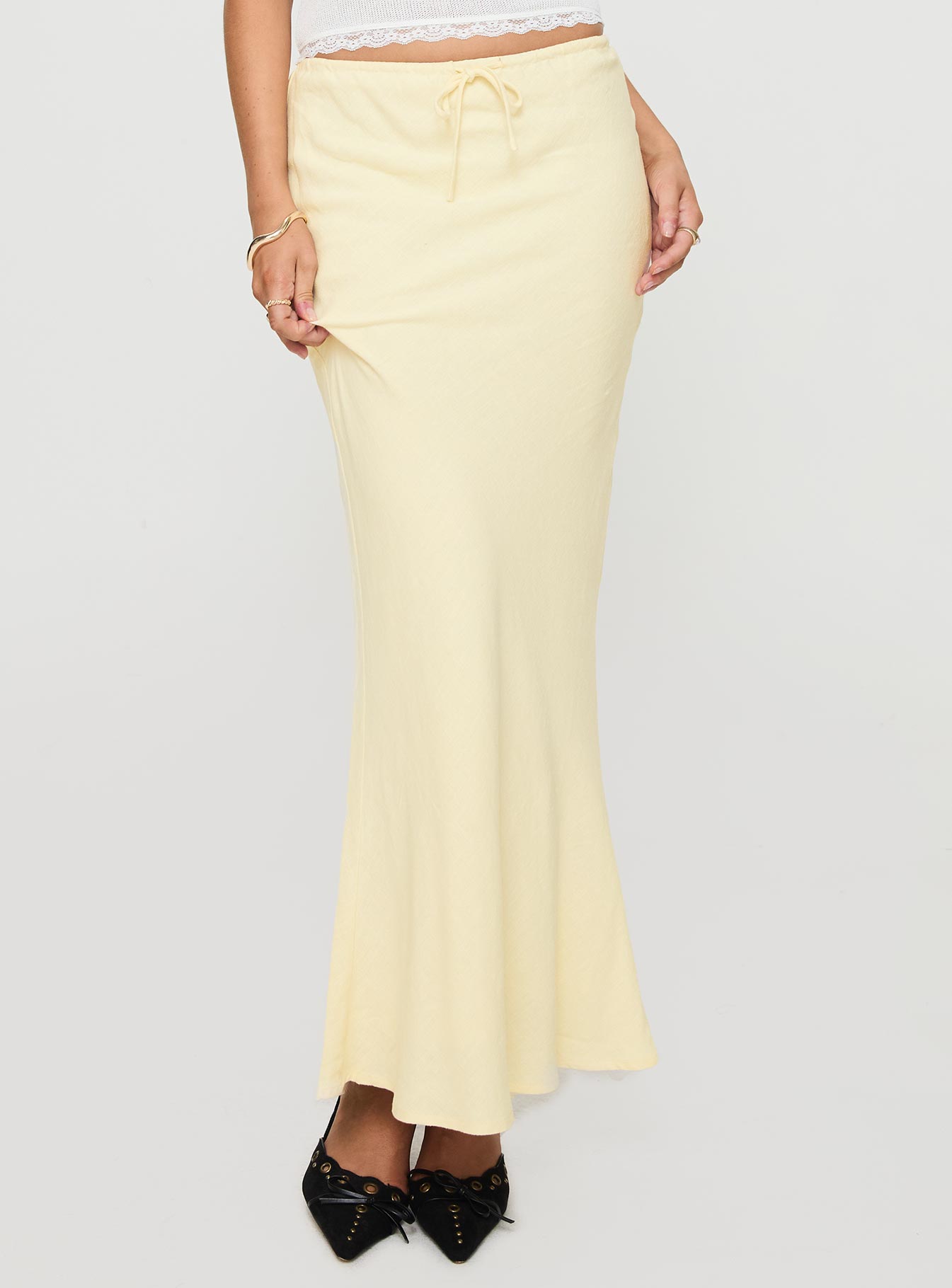 Mercer linen blend maxi skirt lemon