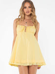 Princess Polly Square Neck  Empress Of Love Mini Dress Yellow
