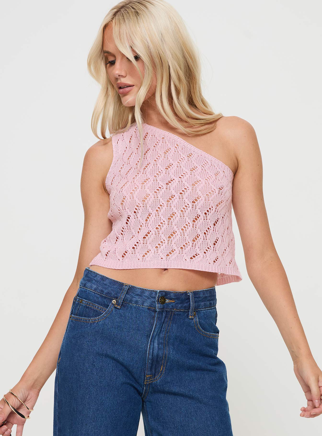 Anthinie one shoulder top pink