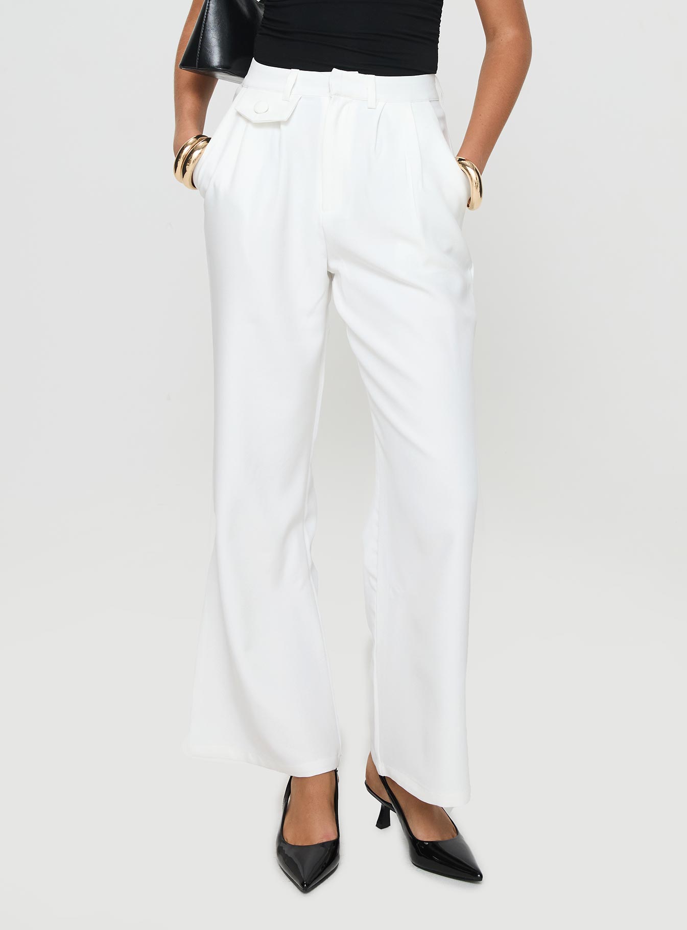 Jazzar pocket detail pleated pant white