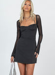 product Princess Polly Plunger  Dyer Sheer Sleeve Mini Dress Black Tall