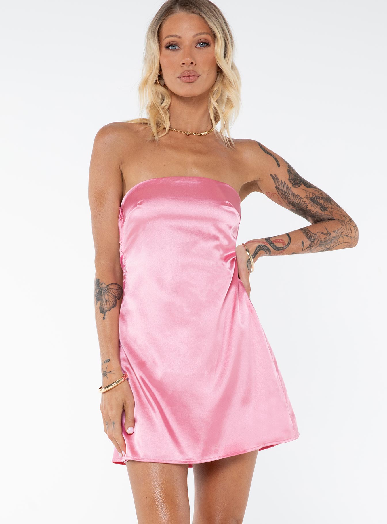 product Princess Polly Square Neck  Shaya Strapless Mini Dress Pink Tall