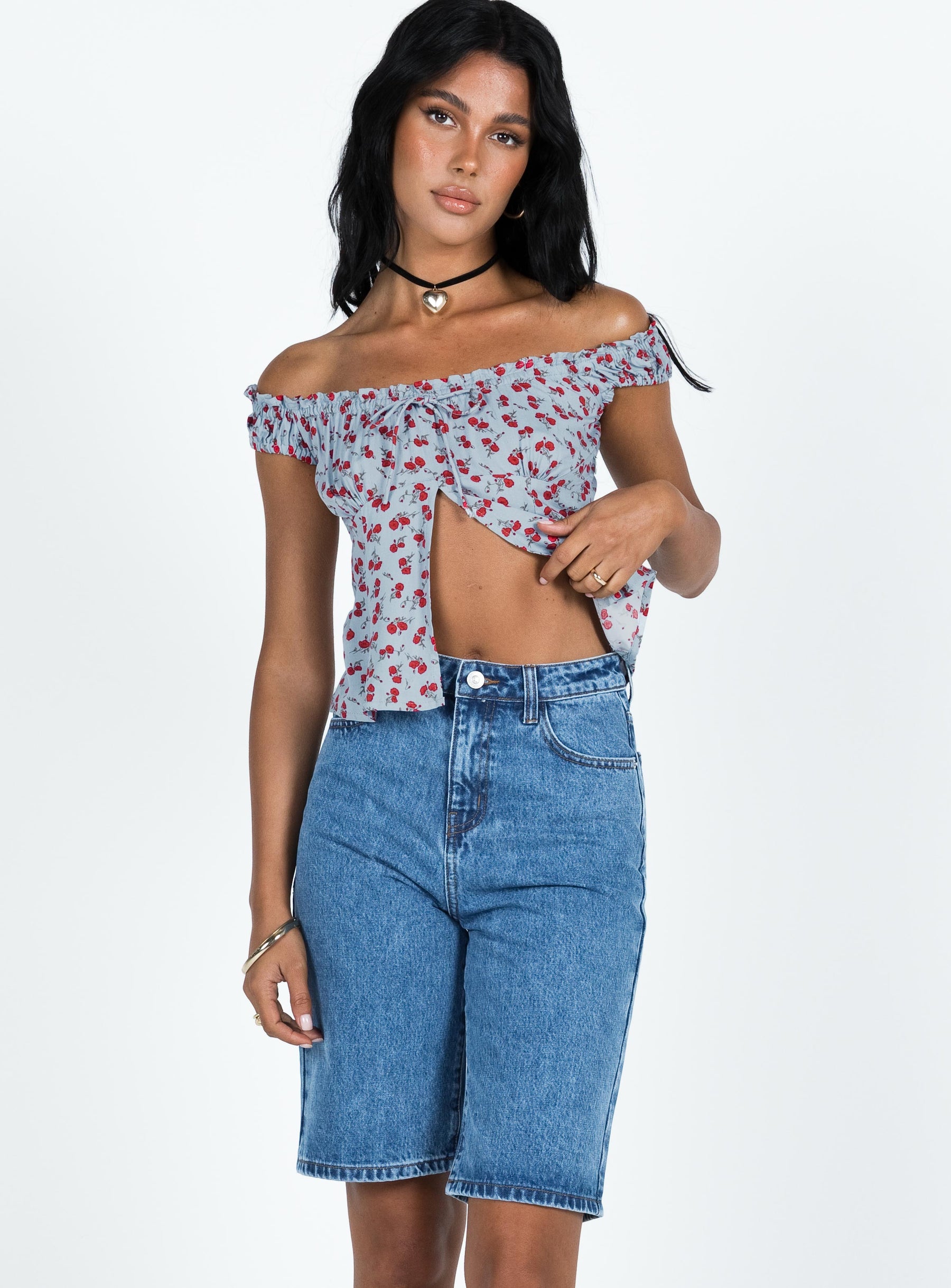 Seville Denim Shorts Mid Wash Princess Polly high-rise 