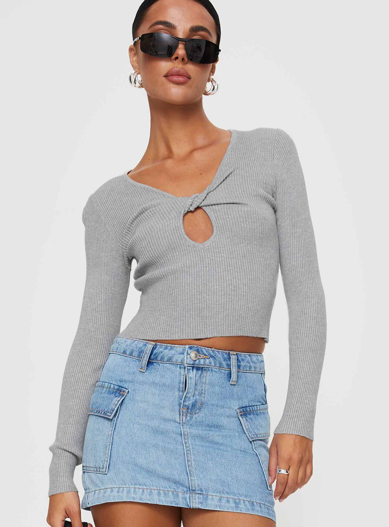 Morelli long sleeve top grey