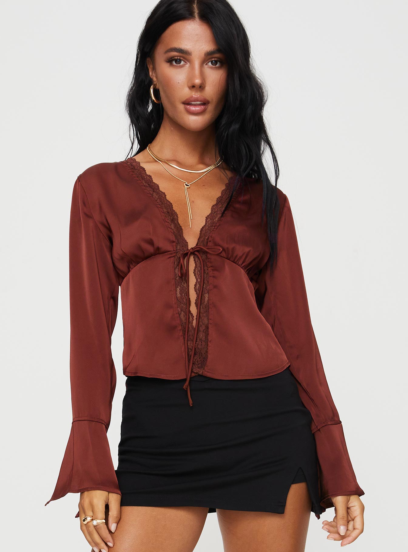 Hunton long sleeve top brown