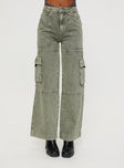 product Princess Polly High Waisted  Making History Cargo Jeans Olive