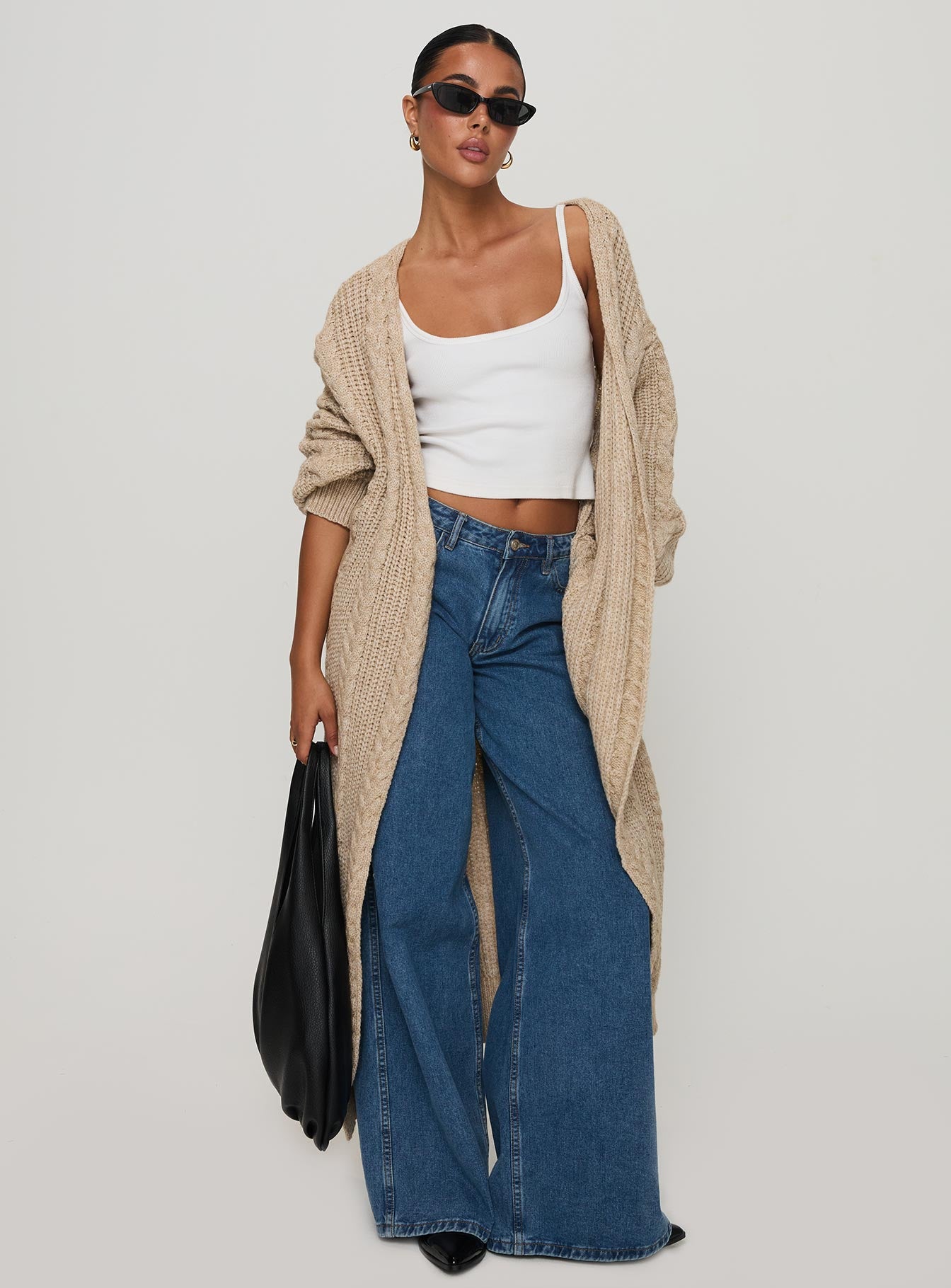 Orkid Cable Knit Cardigan Beige | Princess Polly