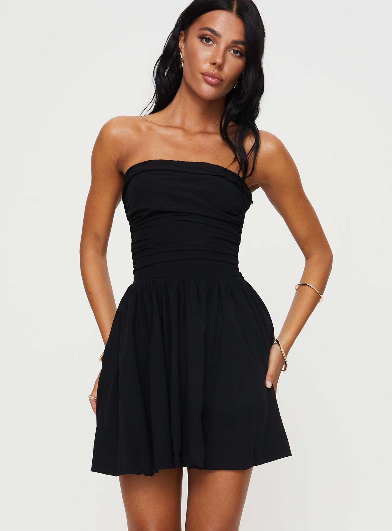 Rashida strapless mini dress black