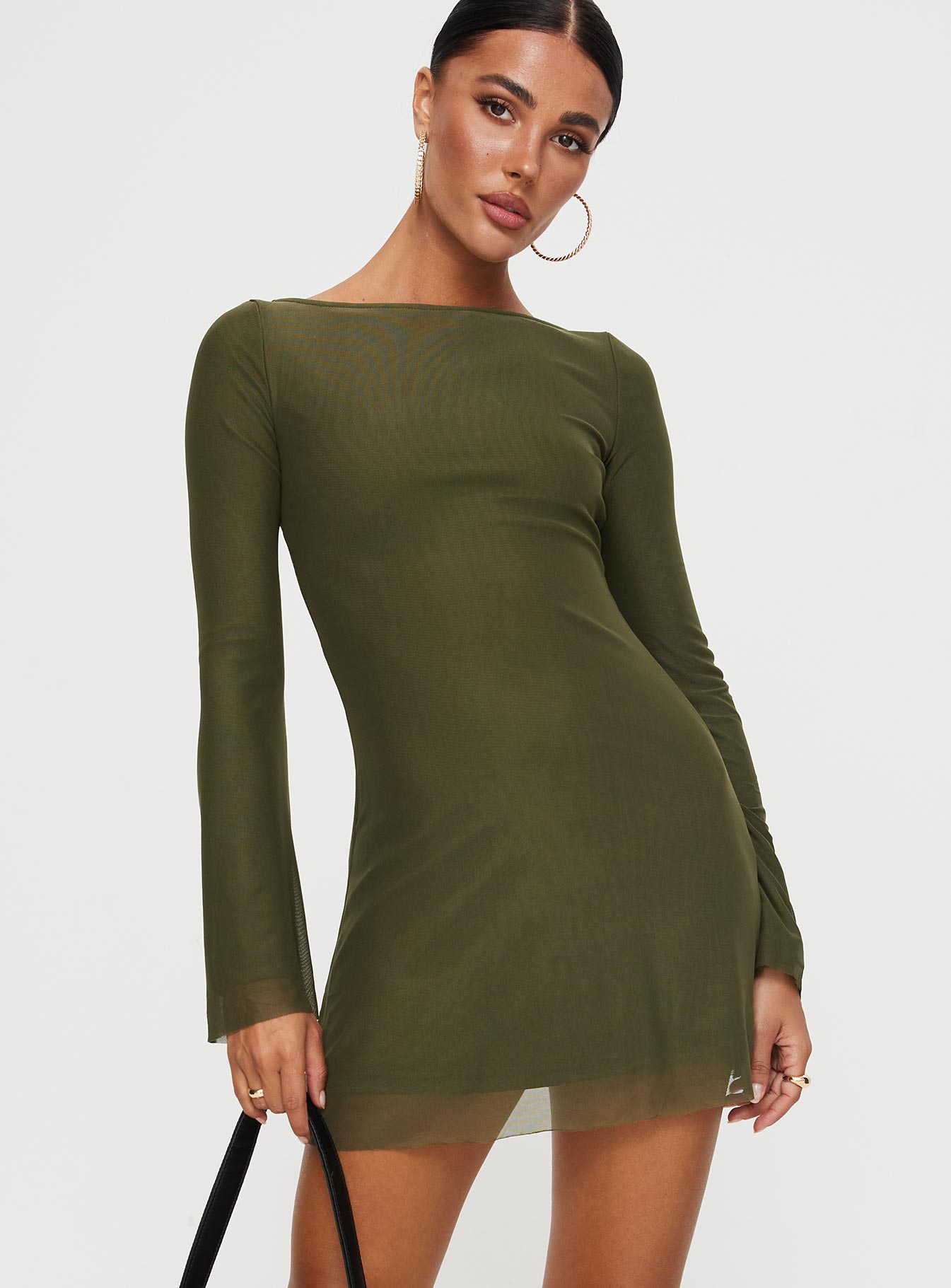 Olive green short dress best sale